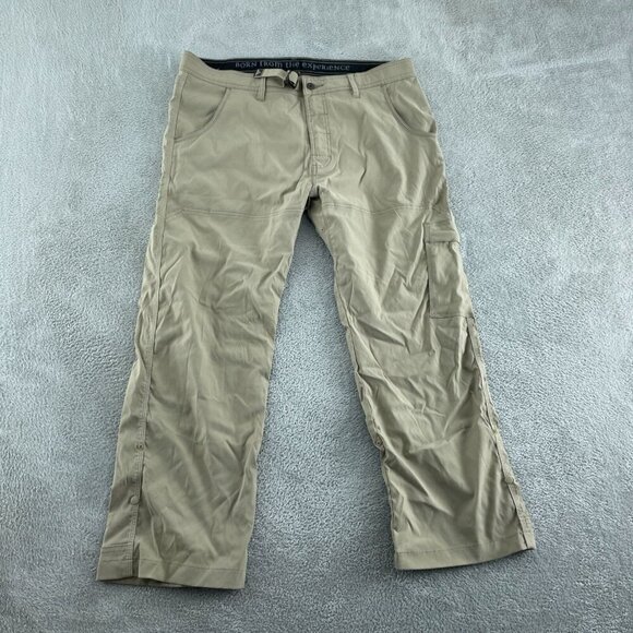 Prana Mens 38WX30L Tan Cargo Pants With Snap Closures & Pockets 5204 - Picture 1 of 9